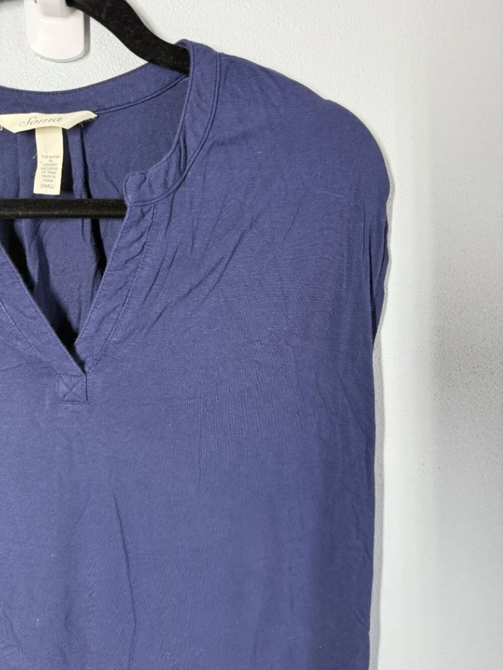Soma Pajama Top Womens Small Navy Blue Sleepwear Lounge Soft Cap Sleeve Tee